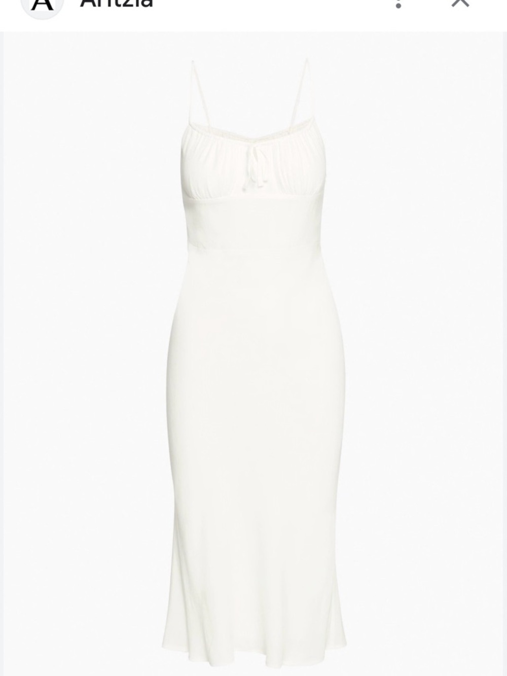 Aritzia Wilfred White Slip Midi Dress with Spaghetti Straps